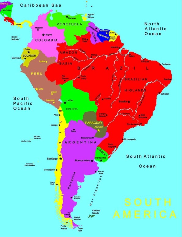 politička karta južne amerike Politicka karta Latinske Amerike – milanivojkan politička karta južne amerike